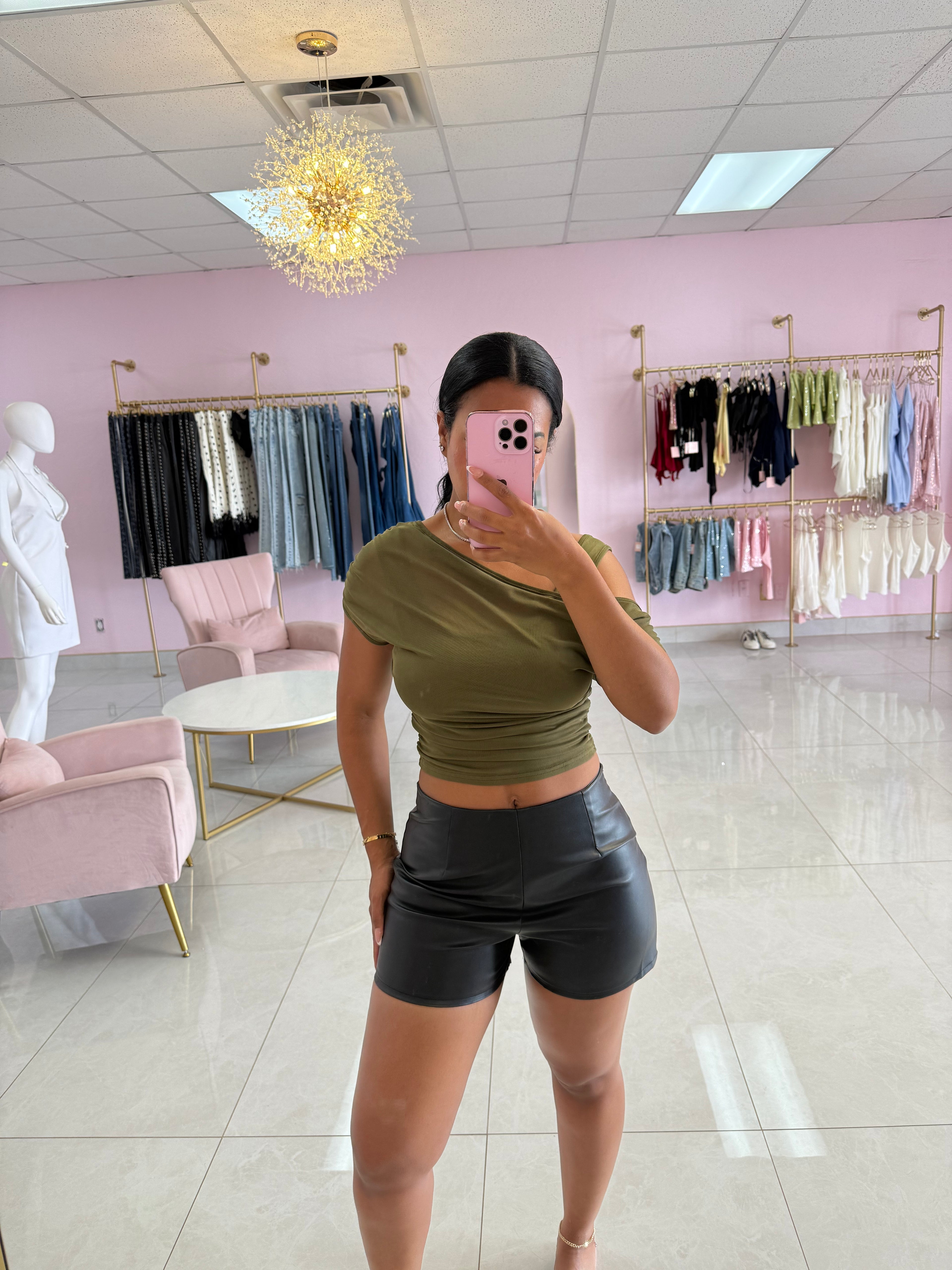Black Faux Leather Shorts